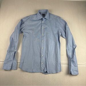 Suitsupply Mens Blue Cotton Two Ply Dress Shirt 40-15.75 Small French cuffs